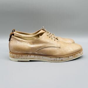 AGL Shoes Womens EU 38 US 8 Beige Gold Leather Lace Up Oxfords Made in Italy